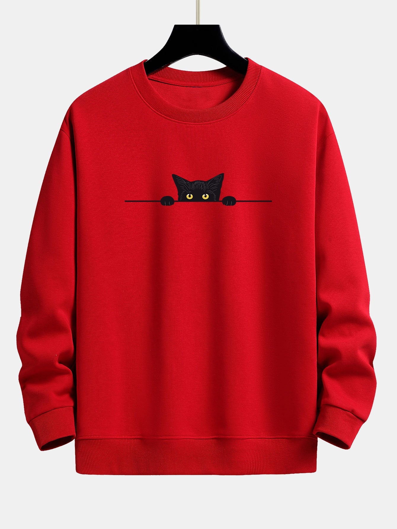 Cat Print Round Neck Sweatshirt