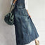 Vintage-Inspired Back Slit Denim Overall Dress