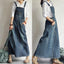 Vintage-Inspired Back Slit Denim Overall Dress