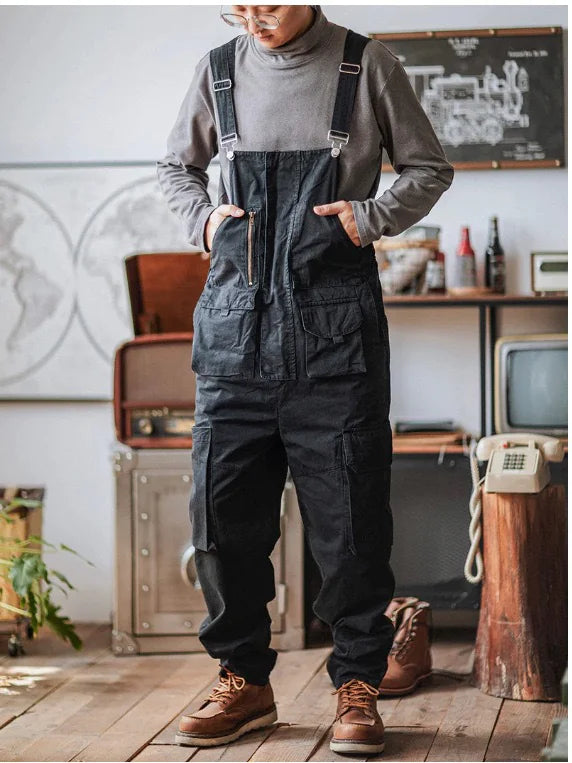 Vintage Men's Twill Overalls with Suspenders