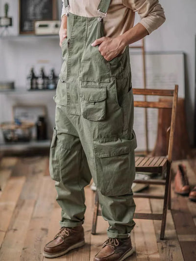 Vintage Men's Twill Overalls with Suspenders