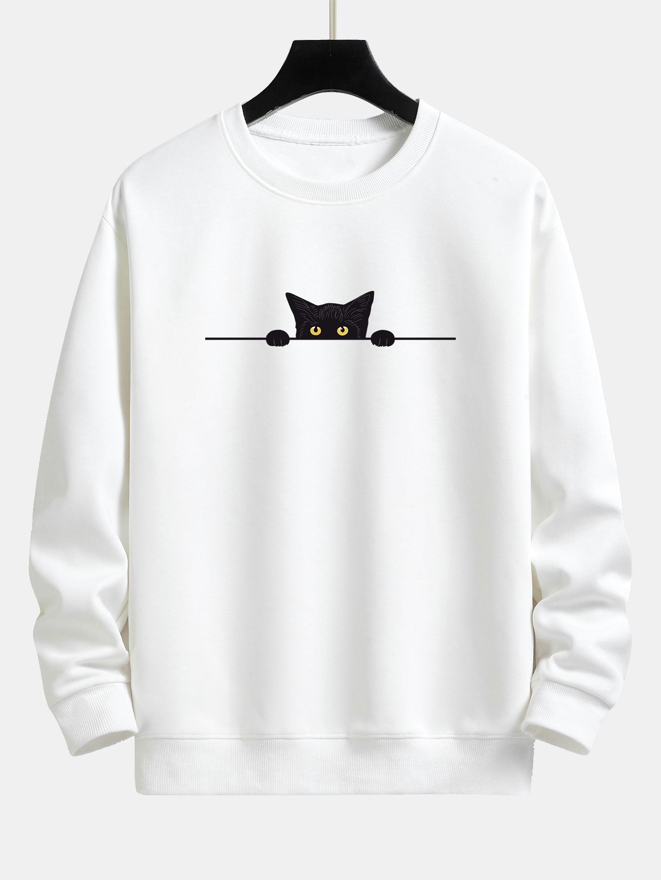 Cat Print Round Neck Sweatshirt