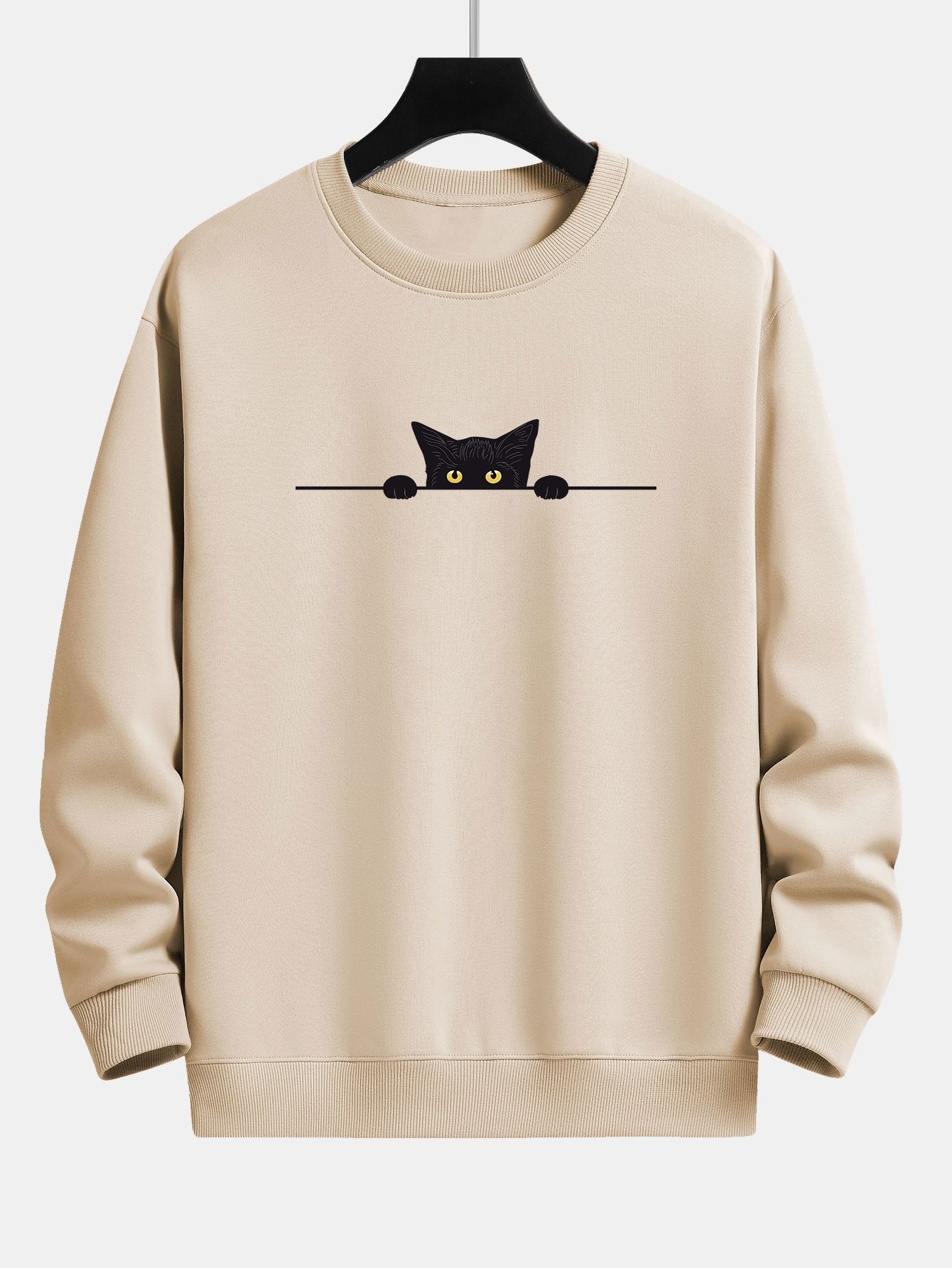 Cat Print Round Neck Sweatshirt